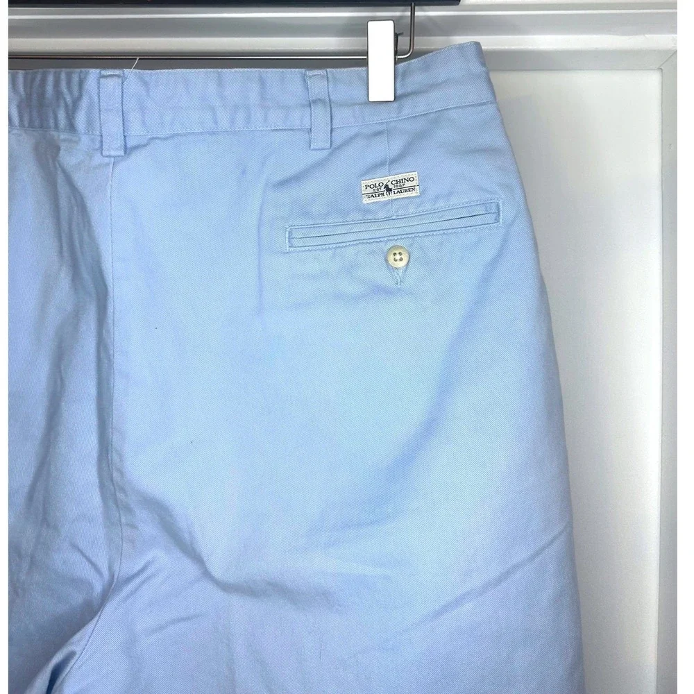 Polo‎ Ralph Lauren Mens Light Blue Pleated Cotton Chino Shorts 38 Coastal Preppy